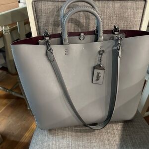 NWOT Coach 1941 Rogue Tote Glovetanned Leather Grey w/ Oxblood Tote & Wallet set